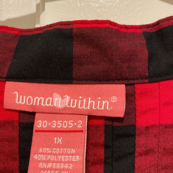 Woman Within Red and Black Plaid Shirt - Picture 5 of 5